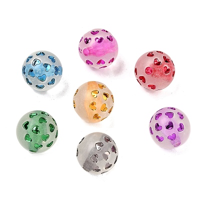 Прозрачные акриловые бусины, окрашенные спреем, круглые с сердца шаблона, матовые