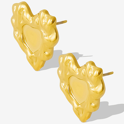 Модные серьги-гвоздики неправильной формы в форме сердца для женщин, 304 высококачественные серьги из нержавеющей стали