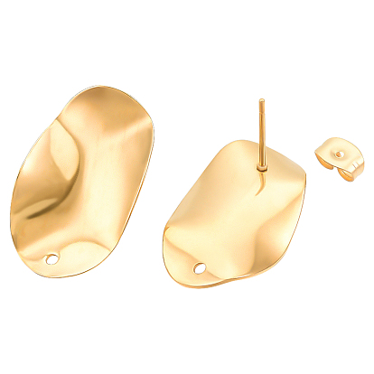 20Pcs 304 Stainless Steel Stud Earring Findings, Oval with Ear Nuts/Earring Backs, for DIY Earring Making Kits