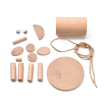DIY Woodwork 3D Tiger Animal Wood Chip Tree Branch Material Pack, for Kindergarten Handmade Educational Toys