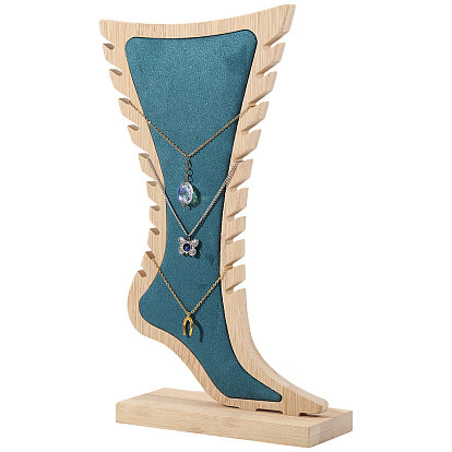 Деревянная стойка для хранения браслетов на ногу в форме ступни, органайзер для украшений с ковриком из мешковины для браслетов на ногу