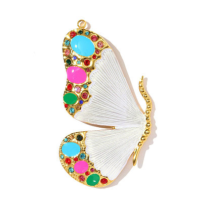 304 эмаль нержавеющей стали большие кулоны, бабочки прелести, со стразами, ионное покрытие (ip), реальный 18 k позолоченный