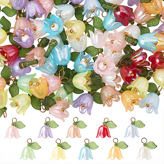 12 наборы подвесок в виде листьев флоры и цветов лилии, с медными петлями