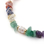 Chakra Jewelry, Chips Natural Gemstone Beaded Necklaces, with Natural Pearl Beads, Alloy Spacer Beads and 304 Stainless Steel Lobster Claw Clasps, Golden