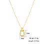 Titanium Steel Hollow Rectangle Pendant Necklaces with Cable Chains