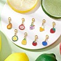 9 шт. фрукты сплав эмаль подвесные украшения, с карабин-лобстерами 