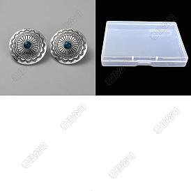 10Pcs 1-Hole Alloy & Resin Beads Buttons, Flat Round with Flower Pattern, for DIY Luggage and Hardware Accessaries