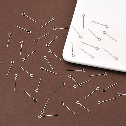 304 Stainless Steel Eye Pin, 20mm, Pin: 0.6mm, Hole: 2mm, about 5000pcs/bag