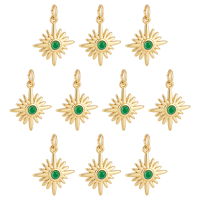 10шт. стойка гальванизированная латунь кубический цирконий подвески, звезды прелести, с целью перехода в кольце, без свинца и без кадмия, долговечное покрытие из настоящего золота 18 k