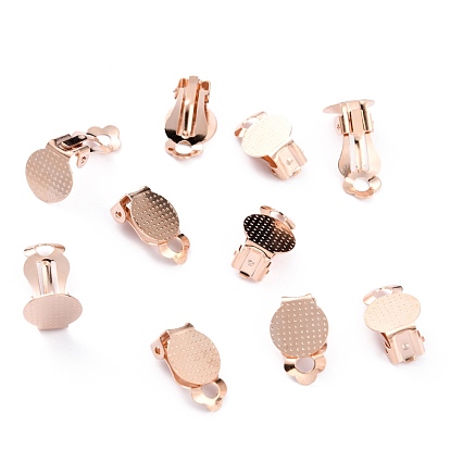 304 Stainless Steel Clip-on Earring Findings, with Round Flat Pad