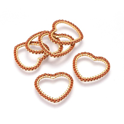 Японский бисер miyuki & toho ручной работы, с 304 кольцами из нержавеющей стали, Ткацкий станок, сердце