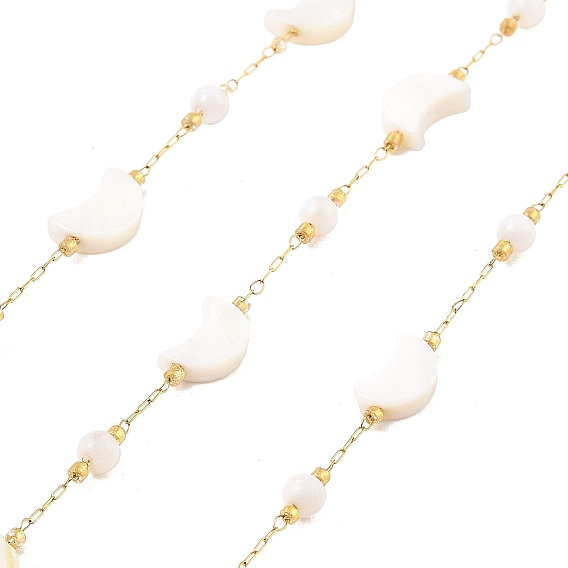 Ионное покрытие (ip) 304 цепи для канцелярских скрепок из нержавеющей стали, пайки, с стеклянные бусы, луна