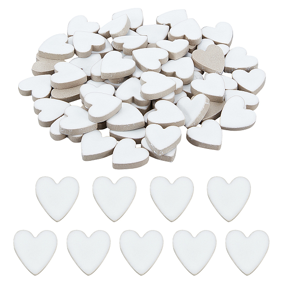 60Pcs Porcelain Cabochons, Mosaic Tile Supplies for DIY Crafts, Plates, Picture Frames, Flowerpots, Handmade Jewelry, Heart