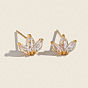 304 aretes de flor de acero inoxidable, con un claro zirconia cúbico