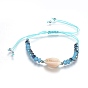 Nylon Cord Braided Bead Bracelets, with Electroplate Glass Faceted Rondelle Beads and Shell