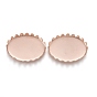 201 Stainless Steel Cabochon Settings, Lace Edge Bezel Cups, Oval