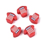 Independence Day Handmade Polymer Clay Beads, Telephone with National Flag