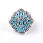 Flower Platinum Plated Brass Cubic Zirconia Engagement Rings