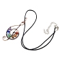 Music Note Pendant Necklaces, 7 Chakra with Mixed Stone & Hide Rope for Women