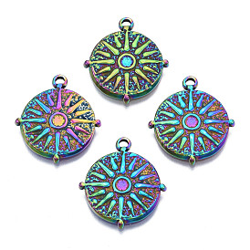 Ion Plating(IP) 304 Stainless Steel Pendants, Cadmium Free & Nickel Free & Lead Free, Flat Round