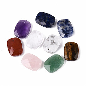 Природные и синтетические Gemstone подвески, прямоугольник амулеты, граненые