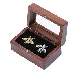 Прямоугольные коробки для хранения запонок из орехового дерева, Деревянные ящики с прозрачным окошком, крышкой на магнитных петлях и поролоном внутри.