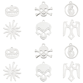 Unicraftale 12 pcs 6 style 201 pendentifs en acier inoxydable, formes mixtes