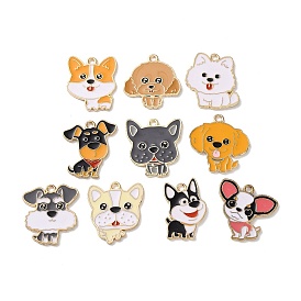 Подвески из эмали и сплава, собака, золотой свет