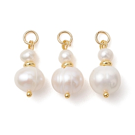 Подвески из натурального пресноводного жемчуга, Подвески из бисера в форме картофеля с 304 соединительными кольцами из нержавеющей стали, белые