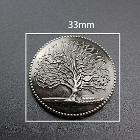 Flat Round with Tree of Life Alloy Collision Rivets, Semi-Tublar Rivet, for Belt Clothes Purse Handbag Leather Craft DIY Handmade Accessories