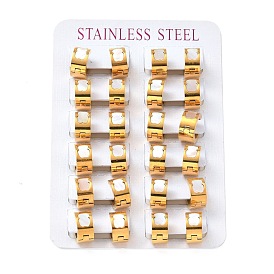 Natural Shell Bottle Shape Chunky Hoop Earrings, 304 Stainless Steel Jewelry for Women