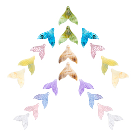 20Pcs 2 Sizes Cellulose Acetate(Resin) Pendants, Mermaid Tail
