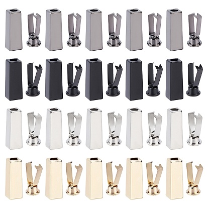 32 Sets 4 Colors Zinc Alloy End Caps, Cuboid