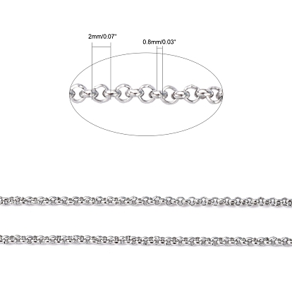 Unwelded 304 Stainless Steel Rolo Chains, Belcher Chain, with Spool