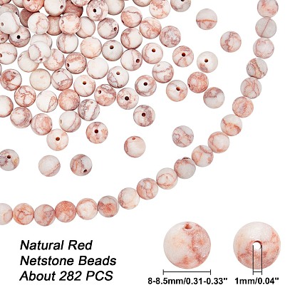 ARRICRAFT Natural Red Netstone Beads Strands, Round, Frosted
