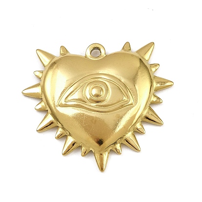 304 подвески из нержавеющей стали, подвеска в форме сердца с глазом, ионное покрытие (ip)