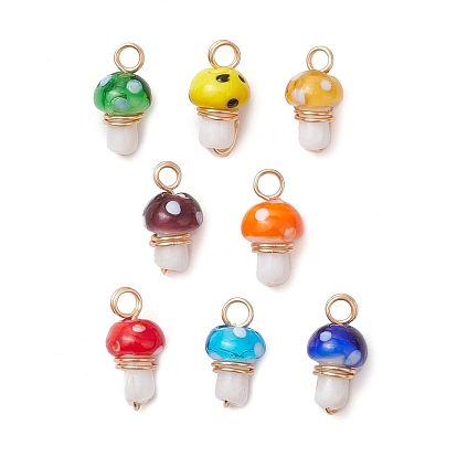 Подвески ручной работы в технике лэмпворк с медной проволокой, грибные прелести