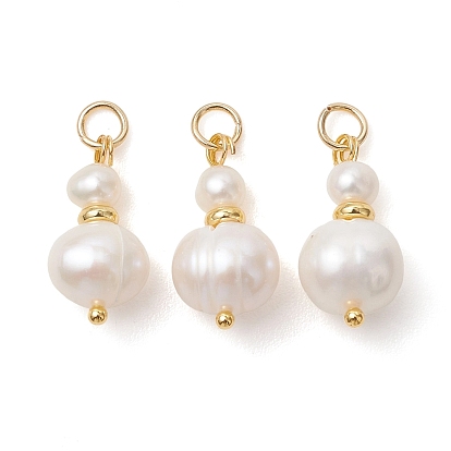 Подвески из натурального пресноводного жемчуга, Подвески из бисера в форме картофеля с 304 соединительными кольцами из нержавеющей стали, белые