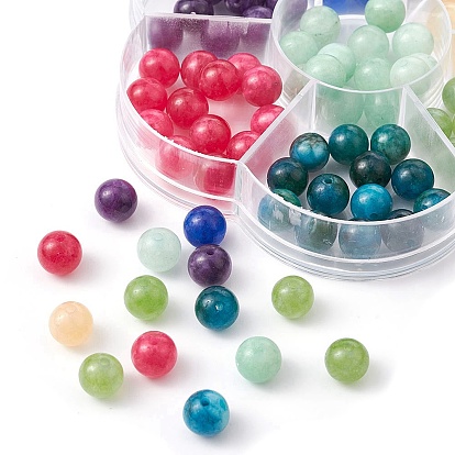 DIY Gemstone Bracelet Making Kit, Including Dyed & Heated Natural Quartz Round Beads Strands, Elastic Thread
