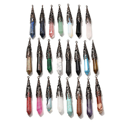 Драгоценный камень отметил большие кулоны, граненые брелоки-пули с латунной фурнитурой, Красная медь, без кадмия и без свинца