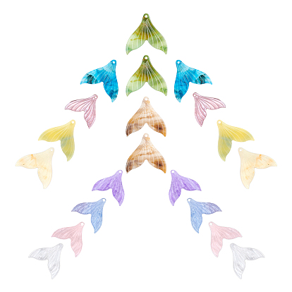 20Pcs 2 Sizes Cellulose Acetate(Resin) Pendants, Mermaid Tail