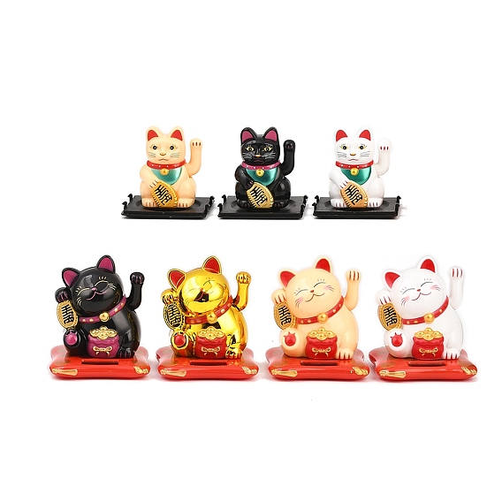 Фигурки манэки-нэко из АБС-пластика, работающие на солнечной энергии, украшение рабочего стола для дома, автомобиля, офиса