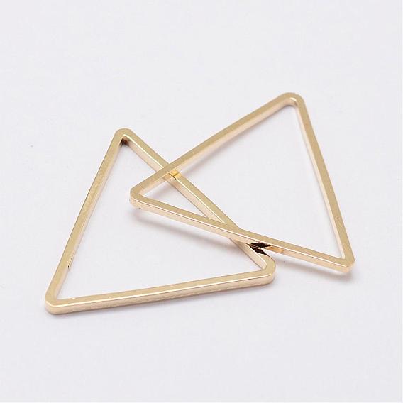 Rack Plating Brass Linking Rings, Triangle, 24.5x22x1mm