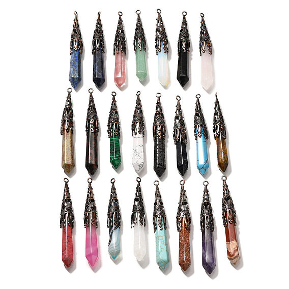 Драгоценный камень отметил большие кулоны, граненые брелоки-пули с латунной фурнитурой, Красная медь, без кадмия и без свинца