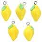 Opaque Resin Pendants, Lemon Charms, Imitation Food, with Platinum Tone Iron Loops