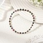 Natural Red Corundum/Ruby and Sapphire Faceted Beaded Stretch Bracelets for Women, Golden