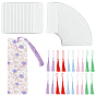 100Pcs Rectangle Blank Watercolor Paper Bookmarks, with 100Pcs Polyester Tassel Pendant Decorations