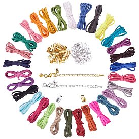 DIY Jewelry Making Kits, Eco-Friendly Korea Faux Suede Cords, Iron Folding Crimp Ends, Extender Chains