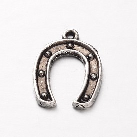 Tibetan Style Alloy Horseshoe Pendants, Cadmium Free & Lead Free, 15.5x11.5x1mm, Hole: 1mm, about 2320pcs/1000g