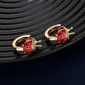 Латунные серьги-кольца из прозрачного кубического циркония